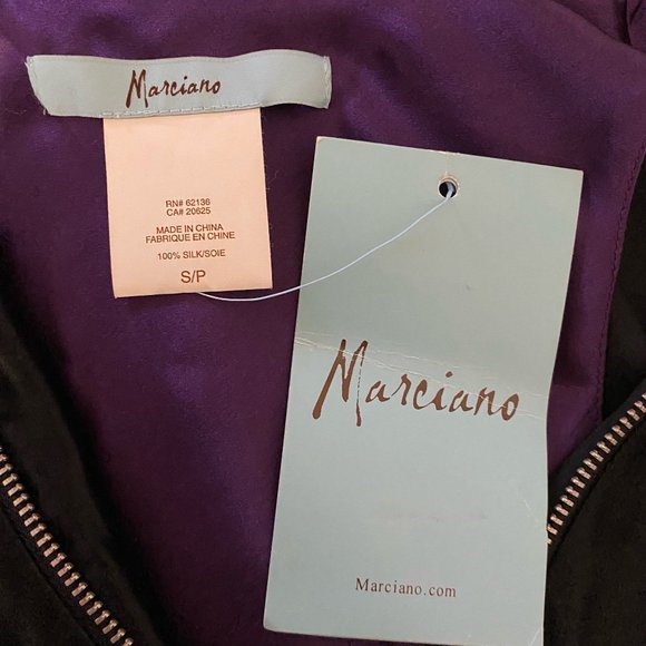 Guess Marciano 100% Silk Black/Purple Reversible Sleeveless Knee Length Dress S - Picture 3 of 11